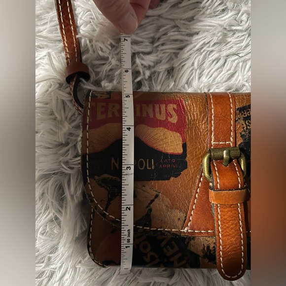 Patricia Nash Rustic Chestnut Leather Map Location Pattern Handbag - Picture 9 of 14